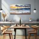 Beach Canvas Wall Art Bedroom Sunset Wall Decor for Living Room Blue Office Apartment Bathroom Wall Decoration Ready to Hang 20 x 40 Inch