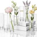 Didaey 48 Pcs Acrylic Cylinder Bud Vases for Centerpieces, Acrylic Plastic Tall Flower Vase Clear Small Vases Bulk for Single Rose Table Centerpiece Wedding Home Indoor Desk Office Party Decorations