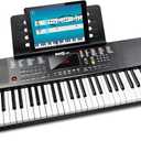 RockJam 61-Key Compact Keyboard Piano with LED Display, Keynote Stickers & Lessons
