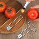 3pcs Red Bell Pepper Corers & Stem Remover Tool, T- Shaped & Hole Stainless Steel Fruit Vegetable Apple Tomato Kitchen Gadgets Set Durable Easy to Use and Clean (Silver)