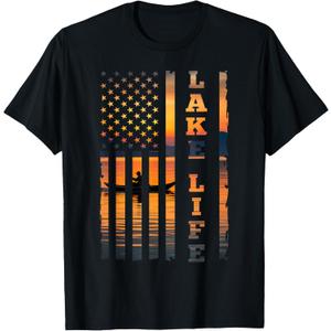 Vintage Lake Life T-Shirt (Small, Black)