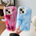 Caseative for iPhone 13 Case,Colorful Fluffy Fuzzy Furry Warm Plush Phone Case (Pink,13)