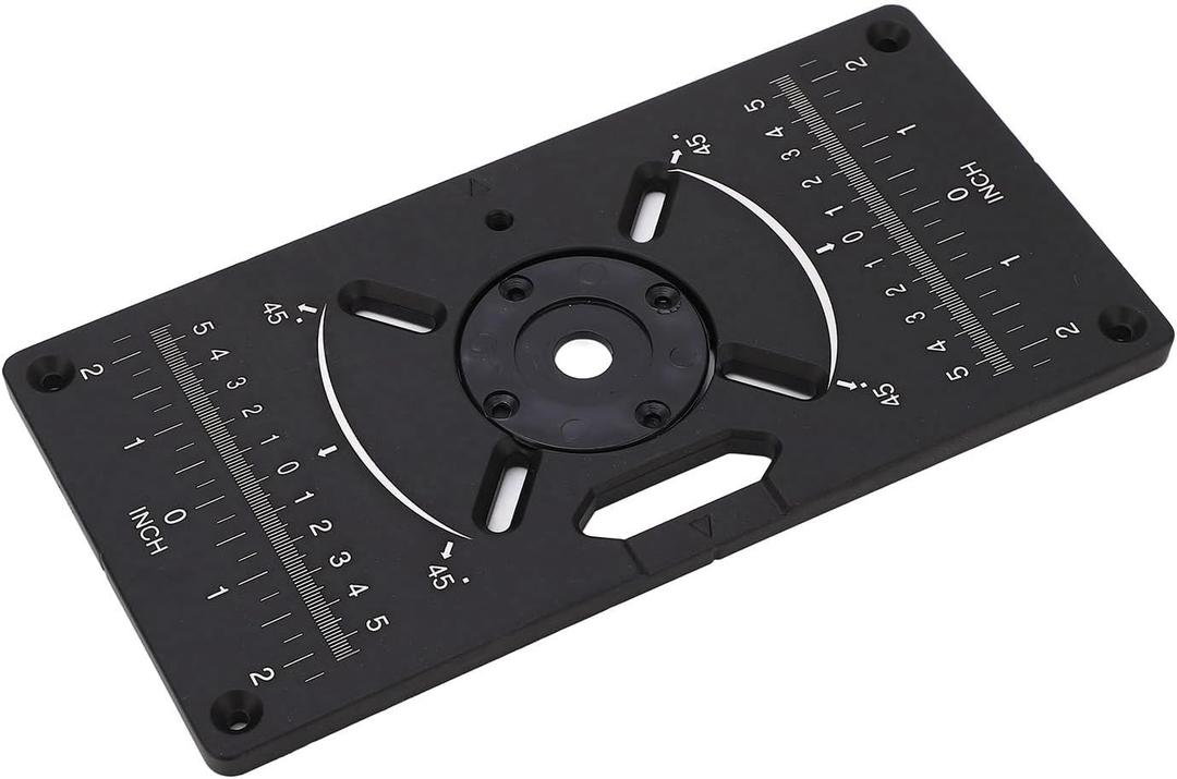 Router Table Insert Plate Aluminum Alloy Flip Board for Woodworking Compatible with Most Trimming Machines Includes 4 Insert Rings and Screws Anodized for Cutting