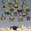 2 x 20 Pack Graduation Party Decorations 2026 - Congrats Grad Hanging Decoration, Black Gold Glittery Graduations Hanging Swirls Ceiling Streamers Ornaments for Class of 2026 Graduation Decorations Favors