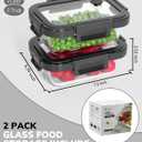 2-Pack Glass Food Storage Containers with Tempered Lids (630ml/2.7cup) - Airtight Snap Lock, Microwave & Oven Safe (-4~ 950F), Freezer to Baking Dish, BPA-Free, Gift Box (Gray)
