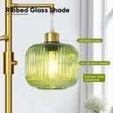 Floor Lamp for Living Room, Dimmable Standing Lamp with Green Glass Shade, Modern Gold Tall Lamps for Bedroom, 3600LM LED Bulbs Included