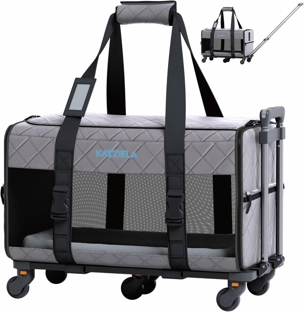 Pet Carrier Airline Approved - Dog Carrier with Wheels - TSA Airline Approved Dog Carrier - Rolling Pet Carrier with Wheels for Small to Medium Size Cat or Dog - Airplane Cabin Animal
