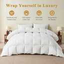 TOPGREEN Feather Down Comforter Queen Size, Luxury Extra-Fluffy Duvet Insert, All Season Bed Comforter with Ultra-Soft Organic Cotton Case (90x90 Inch, Ivory White)