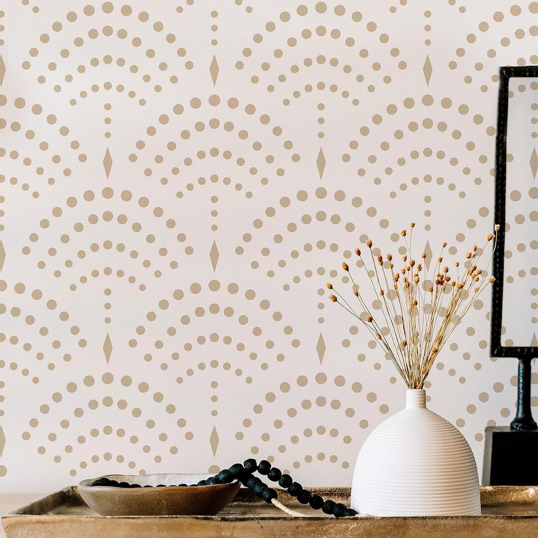 STENCILOGY / KARASU - 23.6" x 39.4" XL Wall Stencil, Vintage Sashiko Stencil, Large Allover Wall Stencils for Painting, Large Ethnic Geometric Wall Stencil