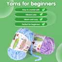 2 Skeins Fluffy Chenille Yarn for Crocheting - Chunky Velvet Yarn for Scarves Shawls, Baby Blankets, Hats Plush Toys, Plush Yarns Each Skein 49.2yd, 3.5oz (Lake Blue)