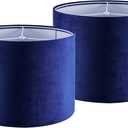 GO&SO Large Drum Lamp Shades Set of 2 Blue Velvet Lampshade 16"Top16"Bottom12"High(Spider) Modern Lamp Shades for Table Lamp & Bedside Lamps Replacement in Hand Crafted-Art Decor