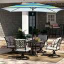 JEAREY 6.5x10 ft Rectangular Patio Umbrellas Rectangle Outdoor Umbrella with Push Button Tilt and Crank, Market Table Umbrella 6 Sturdy Ribs UV Protection for Poolside Garden Backyard Deck, Blue-Green Stripe