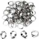 55Pcs Single Ear Hose Clamps 15mm-17.5mm (1/2") 304 Stainless Steel Hose Crimp Clamps Ear Stepless Hose Clamp Pinch Clamps Perfect for Automotive, Home Appliance Line and Plumbing
