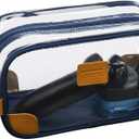 Lermende Toiletry Bag, Clear Shaving Dopp Kit for Men Travel Toiletry Bag with Hand Strap Unisex Bathroom Toiletries Organiser (Blue)