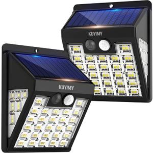 Solar Lights Outdoor, 72 LED Motion Sensor Wall Light, IP65 Waterproof and 3 Lighting Modes, Solar Powered Security Wireless Light Outside for Patio, Garden, Fence, Porch, Front Door(2 Packs)
