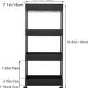 4-Tier Slim Rolling Utility Cart Storage Shelves Trolley Storage Organizer Shelving Rack with Mesh Baskets/Wheel Casters for Laundry Pantry Bathroom Kitchen Office Narrow Places(Black)