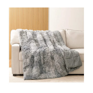 HBlife Soft Faux Fur Sherpa Weighted Blanket for Adults 10 Pounds Queen Size 50X60 Inches, 100% OekoTex Certified Decorative Shaggy Fluffy Plush Reversible Fuzzy Heavy Blanket