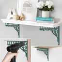 BRASSTAR Cast Iron Green European Style Wall Shelf Brackets Thick Wall Hanger Antique Home Farmhouse Decorative 2PCS Large 10.6in (Length) TQGJPT157