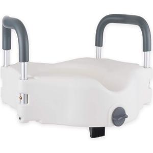 Medokare Raised Toilet Seat Riser - Toilet Seat Risers for Elderly, Portable Handicap Toilet Seat with Handles, Disabled Elevated Riser Seat with Arms