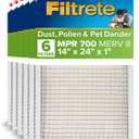 Filtrete 14x24x1 AC Furnace Air Filter, MPR 700, MERV 8, Tough on Pollen, Easy on Airflow, 3-Month Pleated 1-Inch Electrostatic Air Cleaning Filter, 6-Pack (Actual Size 13.81 x 23.81 x 0.81 in)