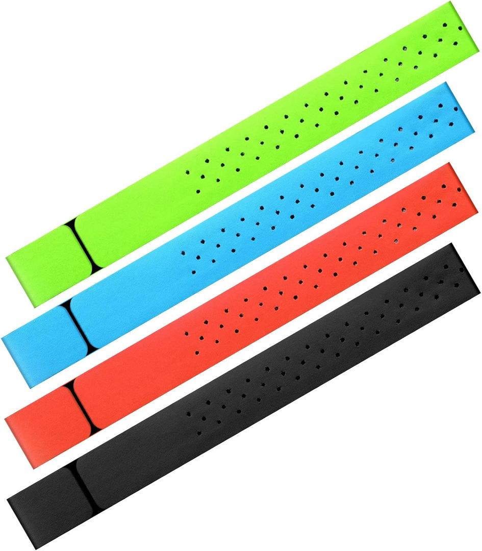 Oudain 4 Pcs 14. 2 x 0. 8 Inch Replacement Heart Rate Monitor Band, Soft Heart Rate Armband Strap, Theory Fitness Adjustable (Black, Orange, Green, Blue)