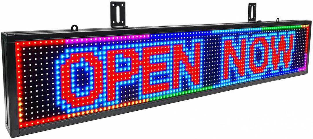 Programmable Scrolling LED Signs WIFI Control for Businesse, P10 Outdoor Sign Custom Message Board Digita Display Advertising Screen, RGB Full Color High Brightness Led Signage 39"X8"