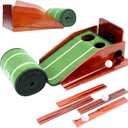 Golf Putting Green Indoor - Practice Uphill Putts, 3-Level Adjustable Incline, Auto Ball Return and Foldable Solid Wood Base, Golf Training Aid for Home, Office, Backyard - Golf Putting Mat