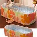 Portable Bathtub Ice Bath Tub - Foldable Collapsible Bathtub for Adult Shower Bathroom Hot SPA Soaking Cold Plunge Tub Freestanding Bathtub 59"Lx22"Wx20"H Pink