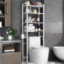 Over-The-Toilet Storage Rack, 4-Tier Bathroom Organizer Shelf Over Toilet with Adjustable Shelf and Basket, Freestanding Space Saver Bathroom Shelves Above Toilet for Room (Pure White)