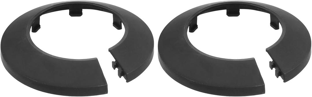 uxcell Escutcheon Plate, 2Pcs 50mm - Fit 1.9" Outer Diameter Split Pipe Flange Water Pipe Cover Collar Decoration, PP Plastic Plumbing Cover Plates (Black)