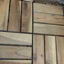 Pack of 20 Patio Deck Tiles, Solid Acacia Wood Floor Tiles, Outdoor Interlocking Waterproof All Weather (12"x12" - 12 Slat, Golden Teak)