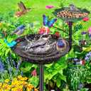 Metal Bird Bath for Outside Garden Birdbath Bowl, Freestanding Bird Feeders for Outdoors with 5 Prongs Base Stake, Standing Birdfeeders Birdbath Bowl for Yard Decor(Black-2-in-1-Butterfly)