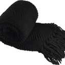 Home Soft Things Black Throw Blanket Knitted Tweed Throw 50'' x 60'', Raven, Super Soft Cozy Warm Comfortable Breathable Throw for Living Room Chair Couch Bed Sofa Bedroom Home Dcor