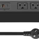 CCCEI Recessed Power Strip with 45 W USB C Port, Fast Charging USB A Port Desk Outlet, Furniture Hidden Charging Station for Side Table, End Table, with 10 FT 45 Degree Flat Plug Extension Cord.