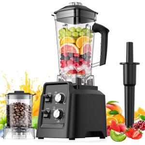 Blender, 1800W Blender with Grinder - 6-Blade Professional Smoothie Blenders for Kitchen, Crushes Ice, Self-Cleaning, 68oz & 20oz Jars Dishwasher Safe, for Baby Food, Nut Butter