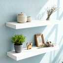 Floating Shelves for Wall(Set of 2)-24 Inch White Wood Wall Shelf with Invisible Brackets for Bathroom,Bedroom,Drawingroom,Kitchen for Decor(White,2pcs), 7.8"D x 24"W x 1.73"H