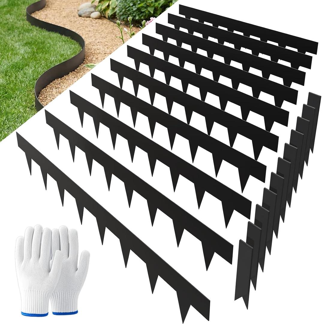 SnugNiture Galvanized Steel Landscape Edging - 4.5 inch Hammer-in Metal Garden Edging with 11Pcs Stakes, Edging for Lawn, Flower Bed and Yard - Garden Edger Border (33Ft Total)
