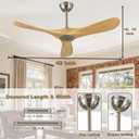 42 Inch Solid Wood Ceiling Fan No Light, 6-Speed Reversible DC Motor, Remote Control & Wall Control, Quiet Indoor/Outdoor Fan for Living Room Bedroom Patio, Brushed Nickel & Natural Wood