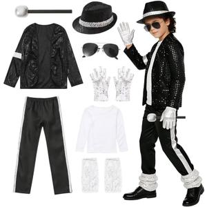 Boys Halloween Costume Set 8 Pcs 80s 90s Retro Dance Disco Cosplay | Retro dress up set with fun accessories for Halloween parties stage shows themed play ages 3 to 12 years