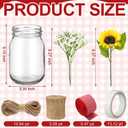 Daifunli 6 Set Picnic Party Centerpieces for Table Mason Jar Table Decor with Artificial Flowers Red Gingham Ribbon for Picnic Birthday Party BBQ Baby Shower Wedding(6,Sunflower & Baby's Breath)