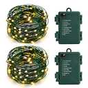 Battery Operated Starry Lights - 18FT 50 Micro LEDs, Warm White (1 Pack) for Christmas Tree, Wreath, DIY, Wedding