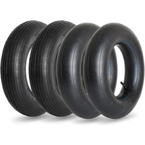 GIGOOL 4.80/4.00-8" Replacement Tire and Inner Tube Set, 2 Pack, 15" Heavy Duty Tire and Wheel, TR-13 Straight Valve Stem, for Wheelbarrow Trolley Dolly Garden Wagon Wheel Replacemen