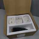 3 Lighted Ceramic White Christmas Village Houses with Remote & 1 Tree, Porcelain Miniature Christmas Figurines Decorations for Home Tabletop Mantel Shelf Decor