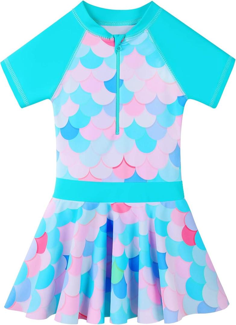 BAOHULU Toddler Girls Swimsuit One Piece Cute Floral Dress Swimwear 3-8 Years (9-10 Years)