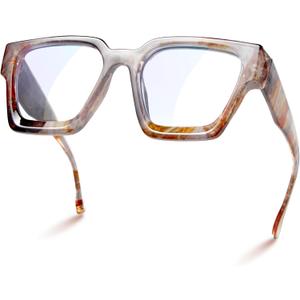 livho Oversized 99% Blue Light Glasses for Woman - Rectangle Fashion Glasses for Computer, Chic Preppy Frame - Anti Eyestrain (Amber Marble)