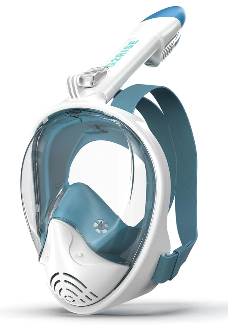 G2RISE Full Face Snorkel Mask Adults Snorkeling Set Gear for Kids with Detachable Camera Mount, Safe Breathing, Anti Fog Anti Leak S-M