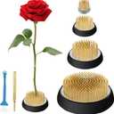 VEEVIIY 4 Pcs Kenzan Flower Frogs for Floral Arrangements, Metal Pin Frog Ikebana Stem Holder, Flower Arrangement Supplies Set with Straightener and Cleaning Brush (0.9, 1.3, 1.8, 2.8)