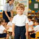 Pink Shorts for Boys Flat Front Dress School Uniform Shorts Casual Travel Hiking Shorts Size 3T (Blue)