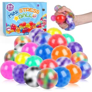 24Pack Stress Balls, Squishy Ball, Squishy Squeeze Balls Bulk Fidget for Adults, Stress Relief Balls, Party Favors, Birthday Gift, Goodie Bag Stuffers