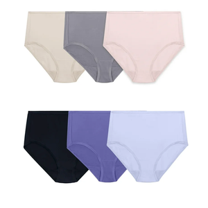 Fruit of the Loom Women's Lightweight Microfiber Underwear, Smooth Under Clothes, (7, Hi Cut - 6 Pack - Colors May Vary)